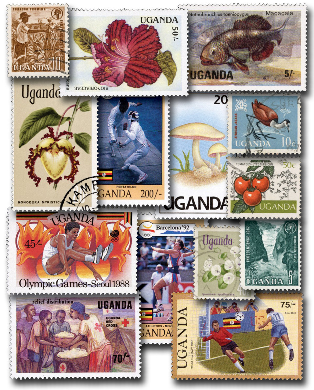 Ouganda 50 Timbres Divers Pour Collectionneurs - Lot Varié De Qualité