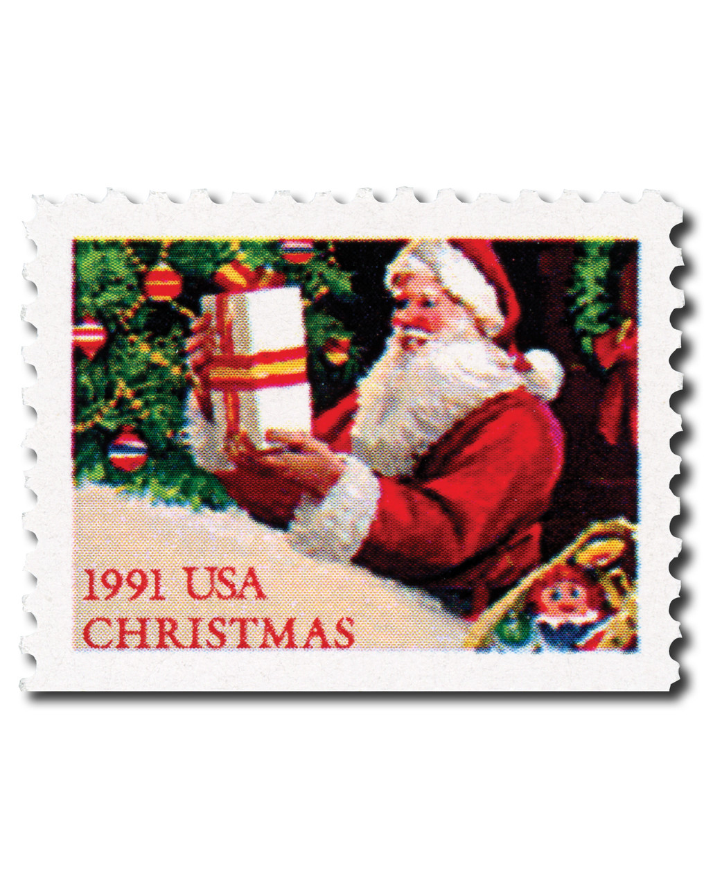 2583 - 1991 29c Santa with Present - Mystic Stamp Company