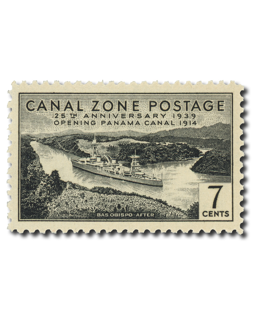 CZ125 - 1939 7c Bas Obispo After, Black, Canal Zone - Mystic Stamp