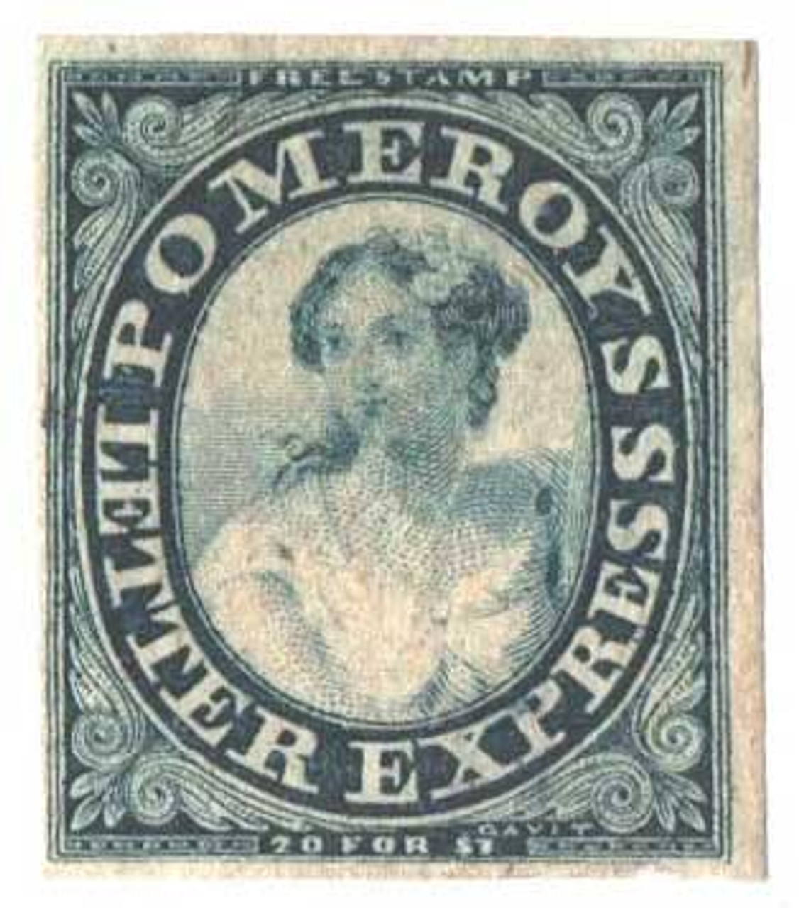 117L3 - 1844 5c Pomeroy's Letter Express, Blue on Thin Bond