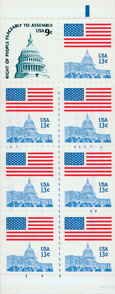 1623a - 1977 9c Flag Over Capitol (1590) & 13c Capitol Dome (1623