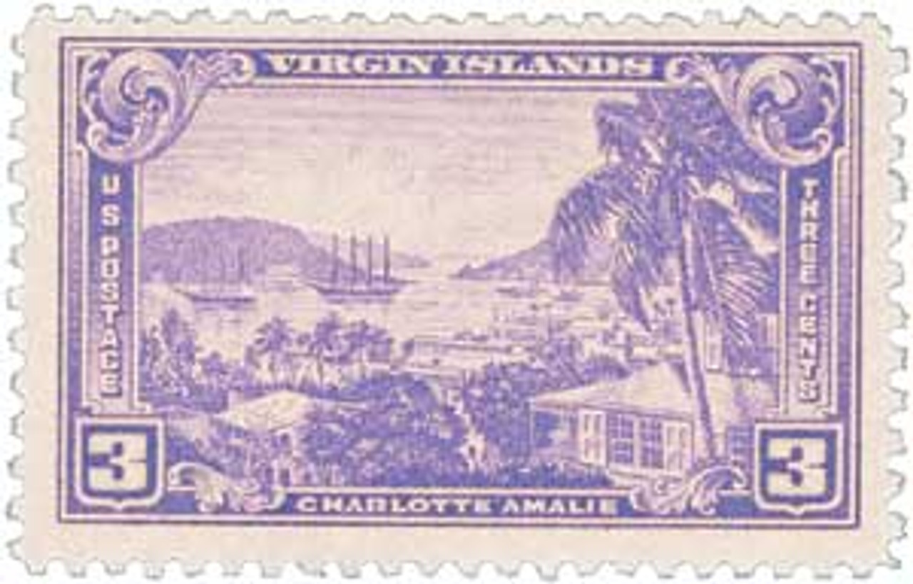 802 - 1937 3c Virgin Islands, Rose Violet 802 - 1937 3c Virgin Islands, Rose Violet
