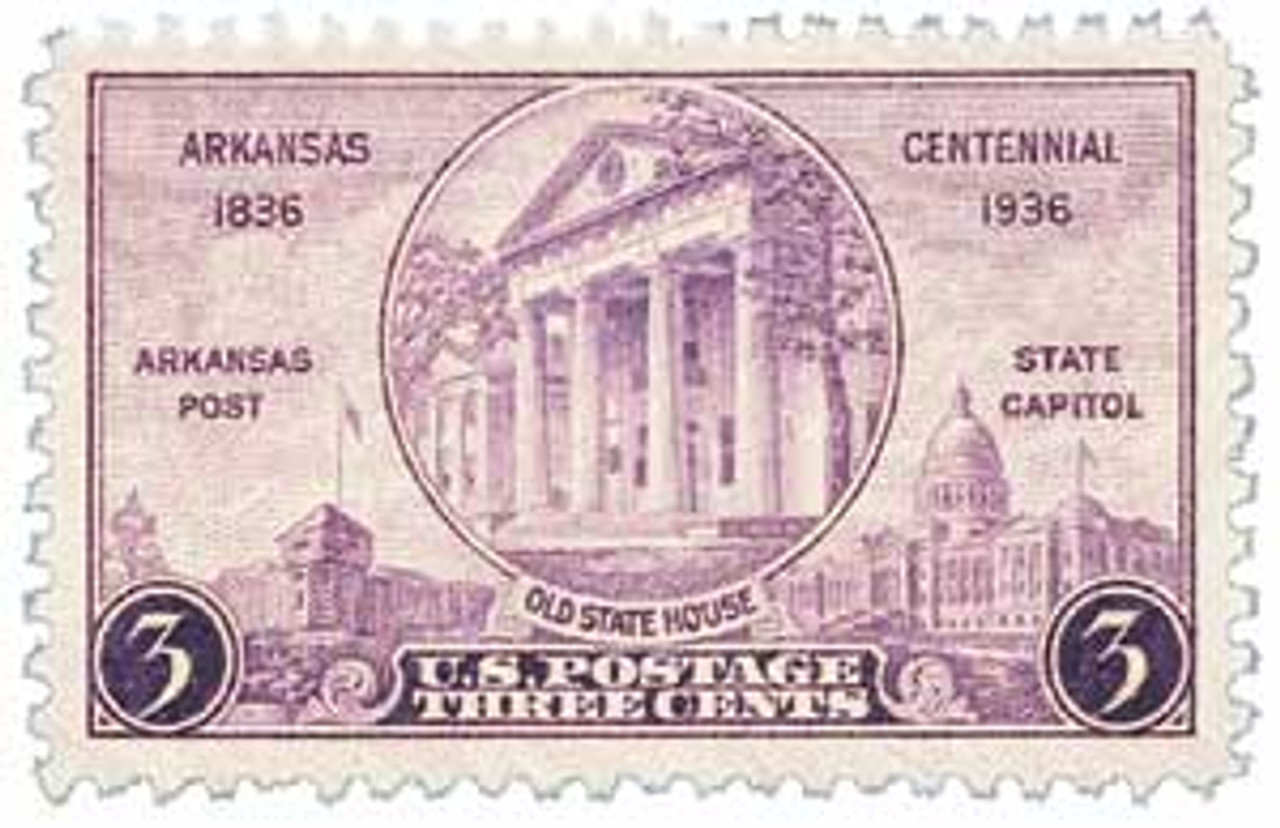782 - 1936 3c Arkansas Centennial, Purple - Mystic Stamp Company