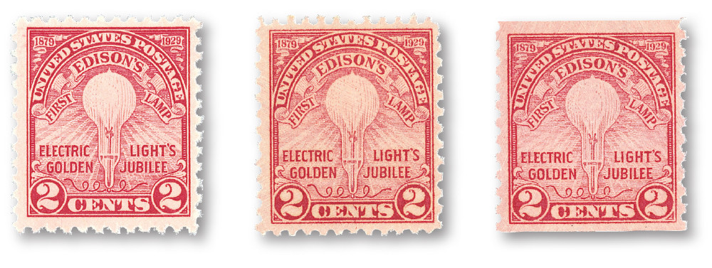 654-56 - 1929 Electric Light Golden Jubilee Issues, Carmine Rose