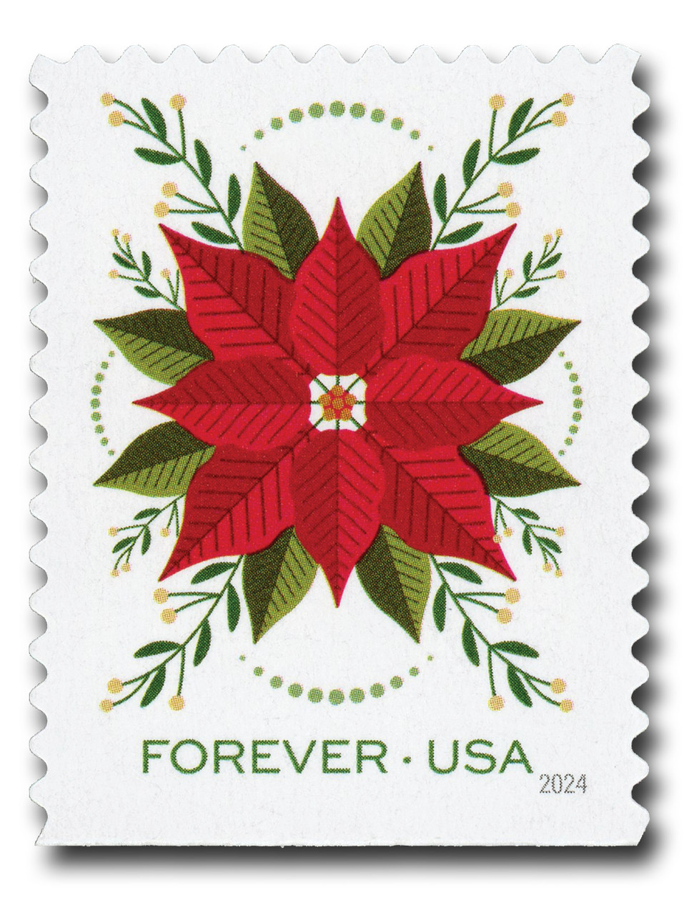 5941 - 2024 First-Class Forever Stamp - Holiday Joy: Poinsettia
