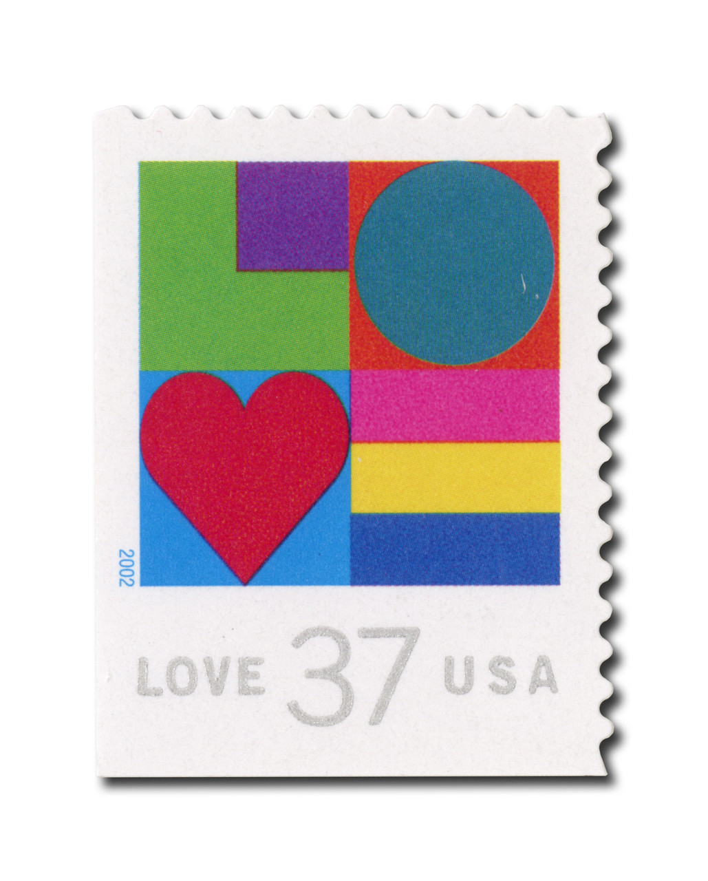 3657 - 2002 37c Love Series: Multicolor Love - Mystic Stamp Company