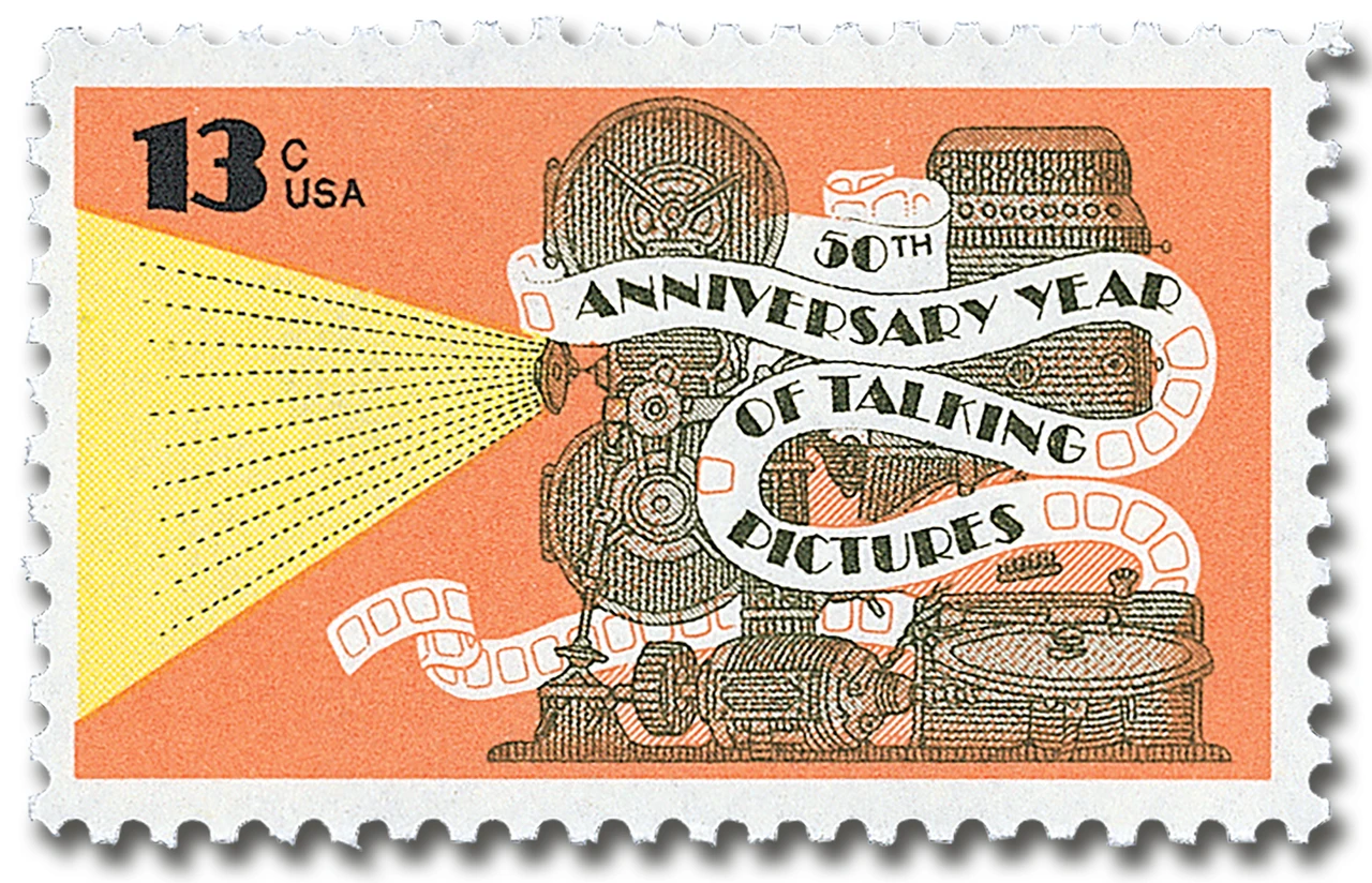 stamps 1.1～ 1727 - 1977 13c Talking Pictures-50th Anniversary - Mystic Stamp