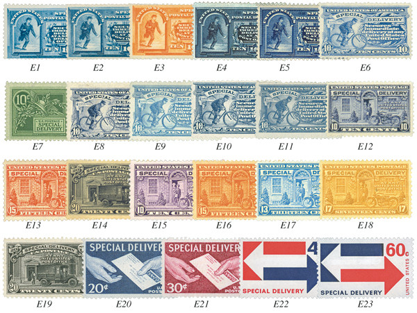 E1-23 - 1885-1971 Special Delivery Complete Set of 23 Stamps