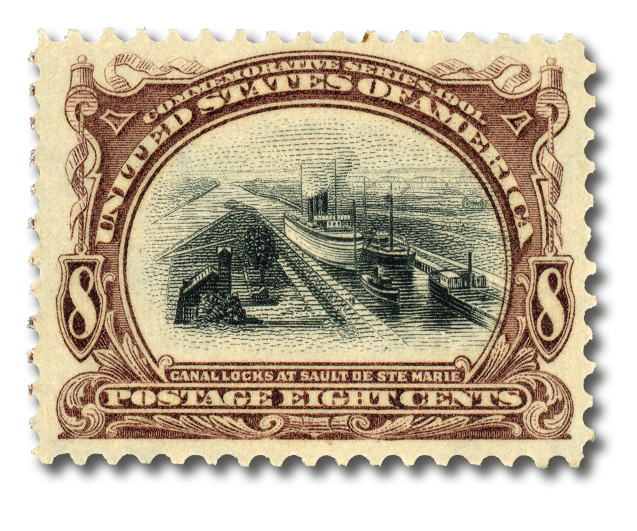 298 - 1901 8c Canal Locks at Sault Ste. Marie, Brown
