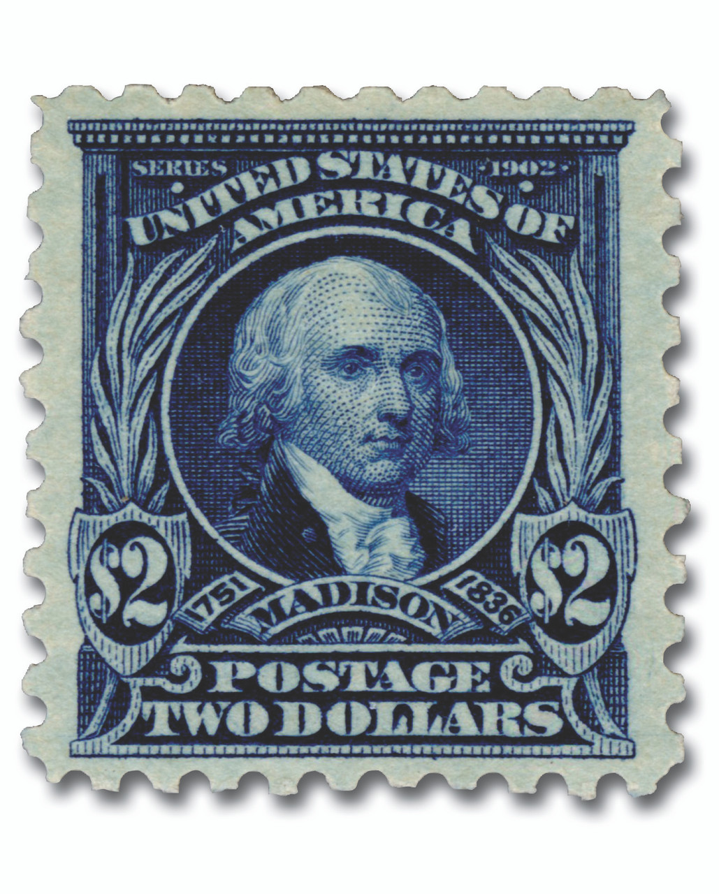 479 - 1917 $2 James Madison, Dark Blue, Unwatermarked, Perf. 10