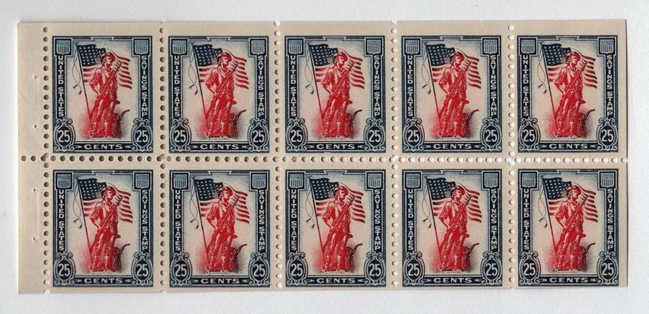 S6a - 1958 25c Savings, Dark Blue & Carmine, Booklet Pane of 10