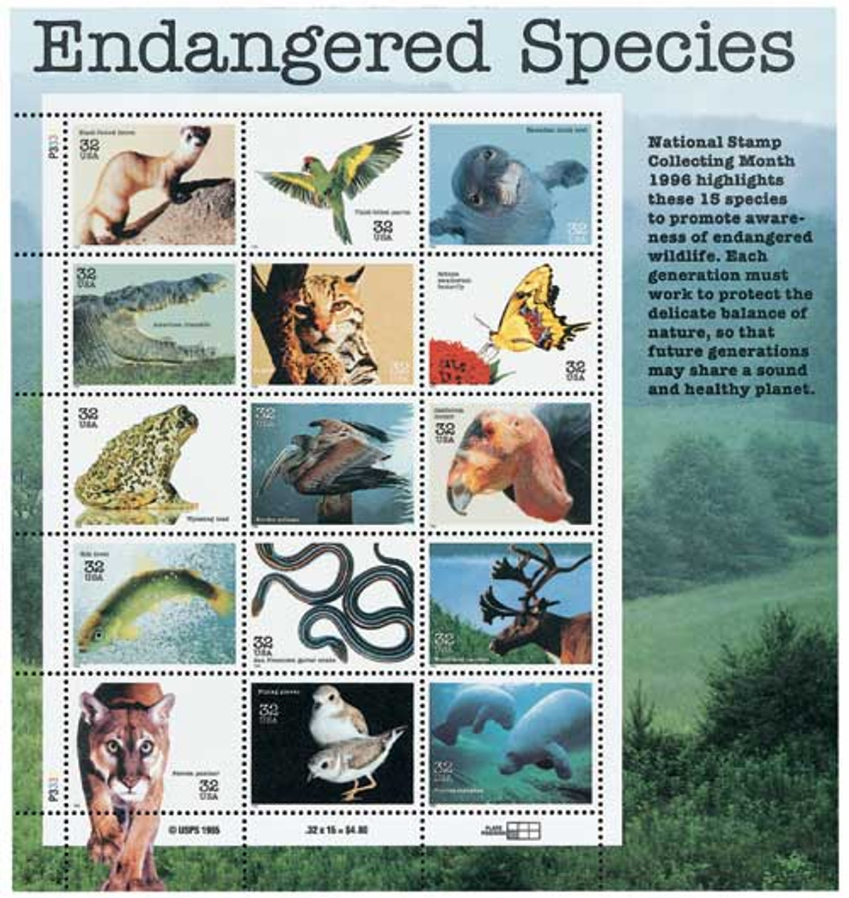 3105 - 1996 32c Endangered Species - Mystic Stamp Company