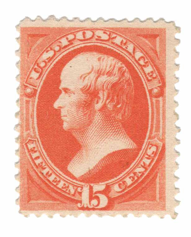 152 - 1870-71 15c Daniel Webster, Bright Orange, Hard Paper, Perf