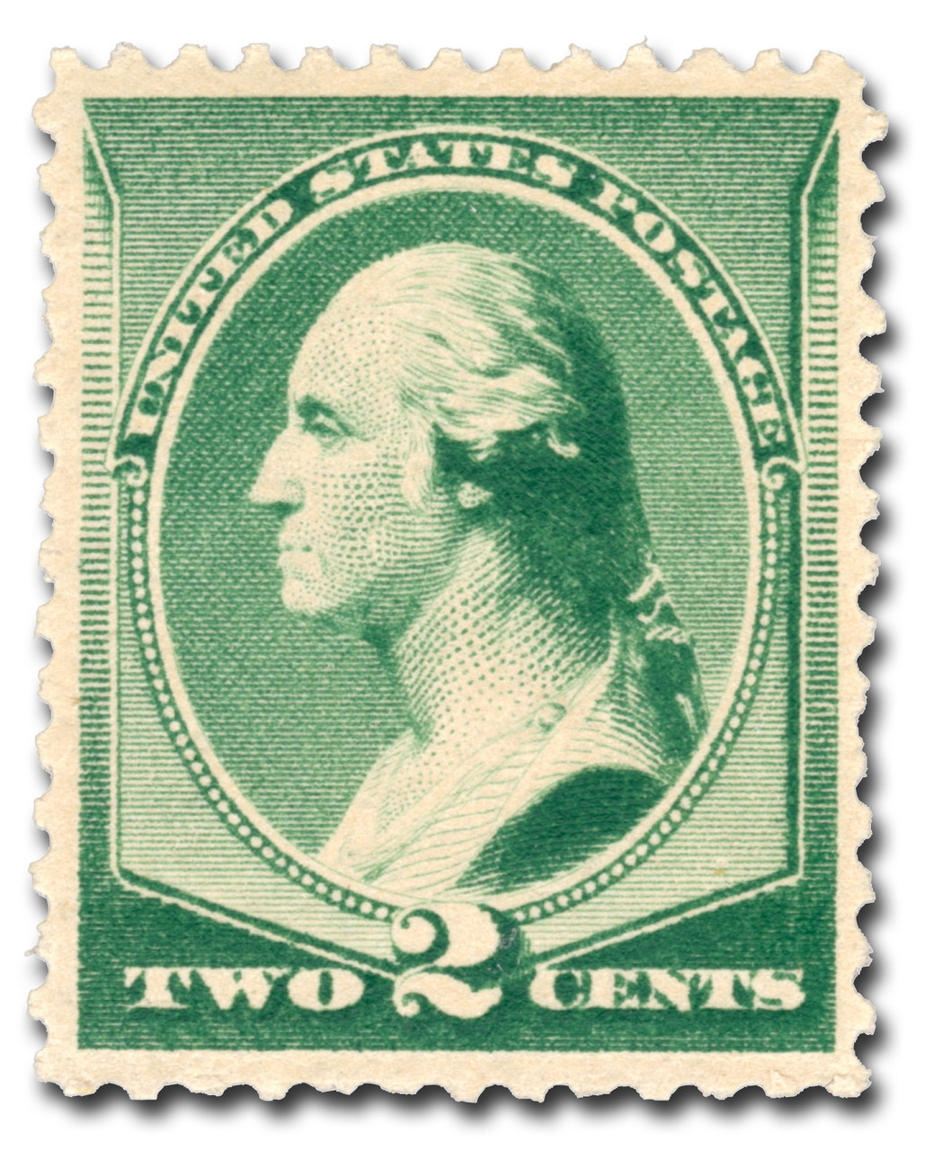 213 - 1887 2c Washington, Green, Soft Paper, Perf. 12 - Mystic  display picture 1