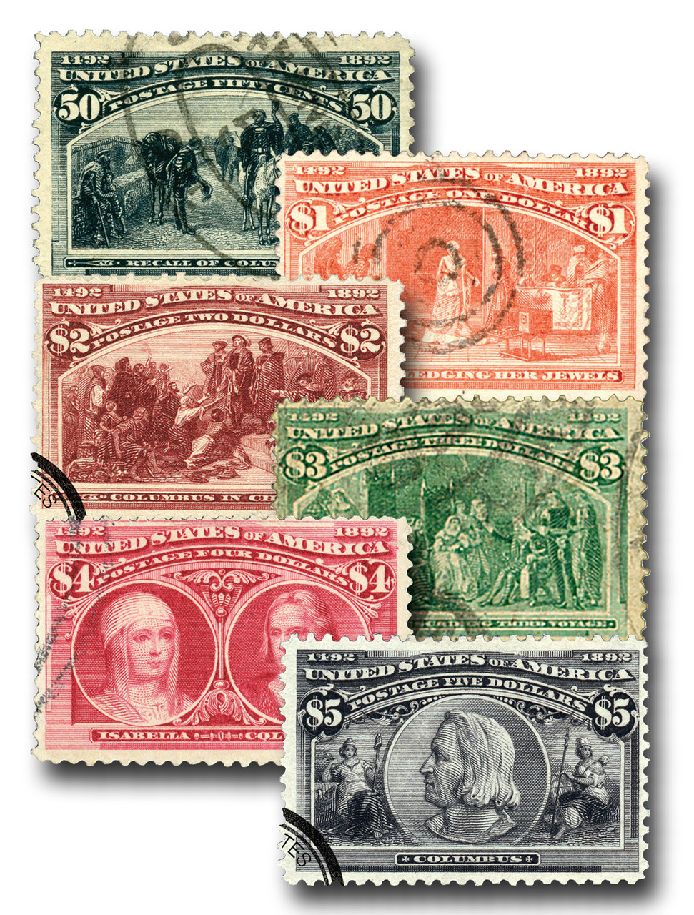 240-45 - 1893 50c- $5 Columbian Exposition High Values, Set of 6
