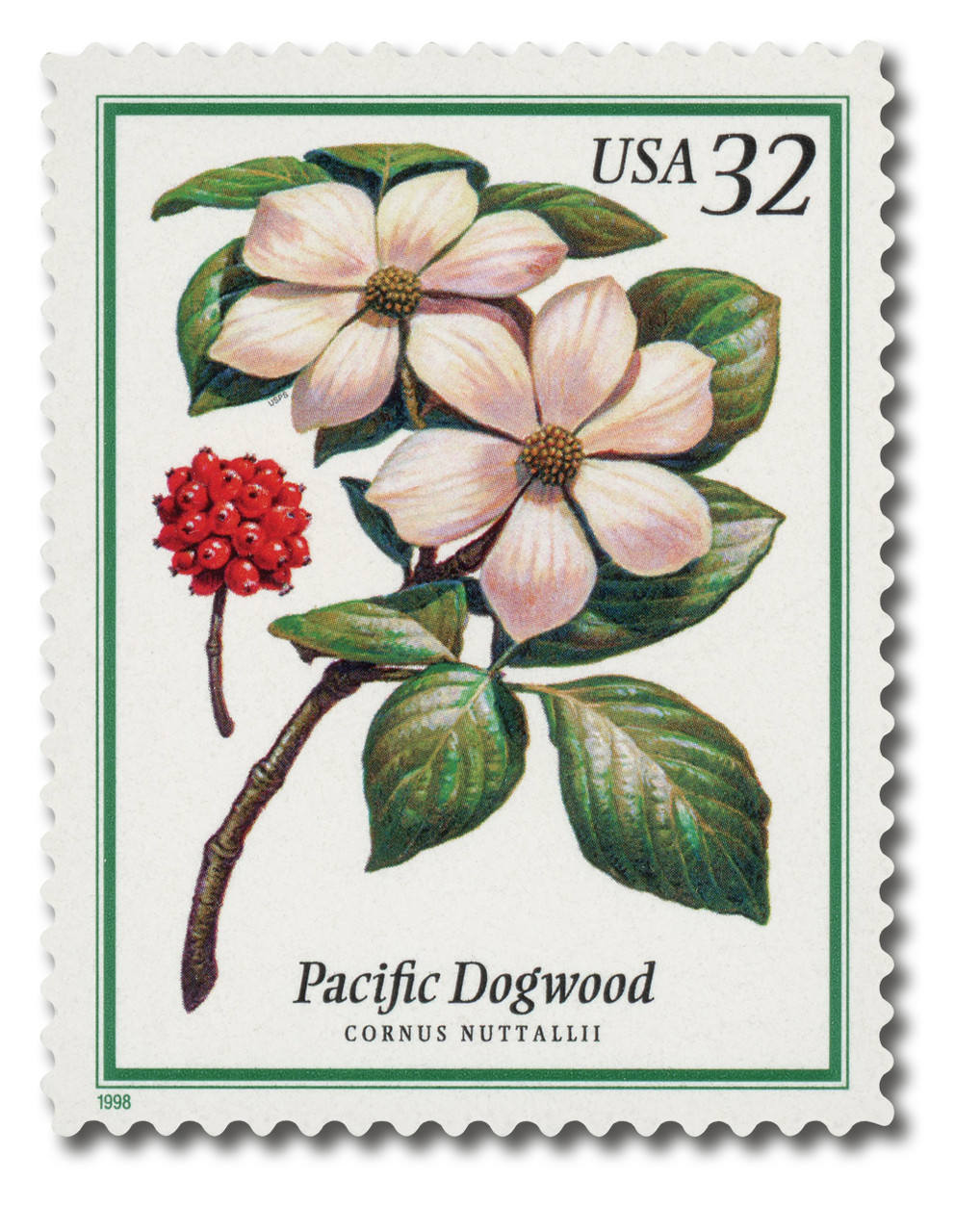 3197 - 1998 32c Flowering Trees: Pacific Dogwood - Mystic Stamp