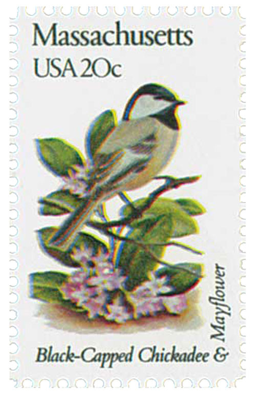 1973 - 1982 20c State Birds & Flowers: Massachusetts - Mystic