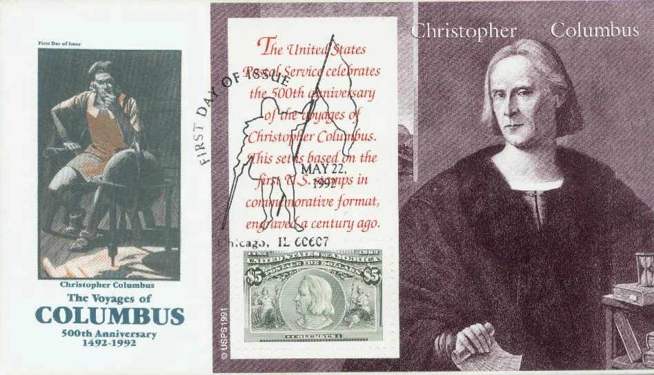 2629 - 1992 $5 Christopher Columbus, Souvenir Sheet - Mystic Stamp
