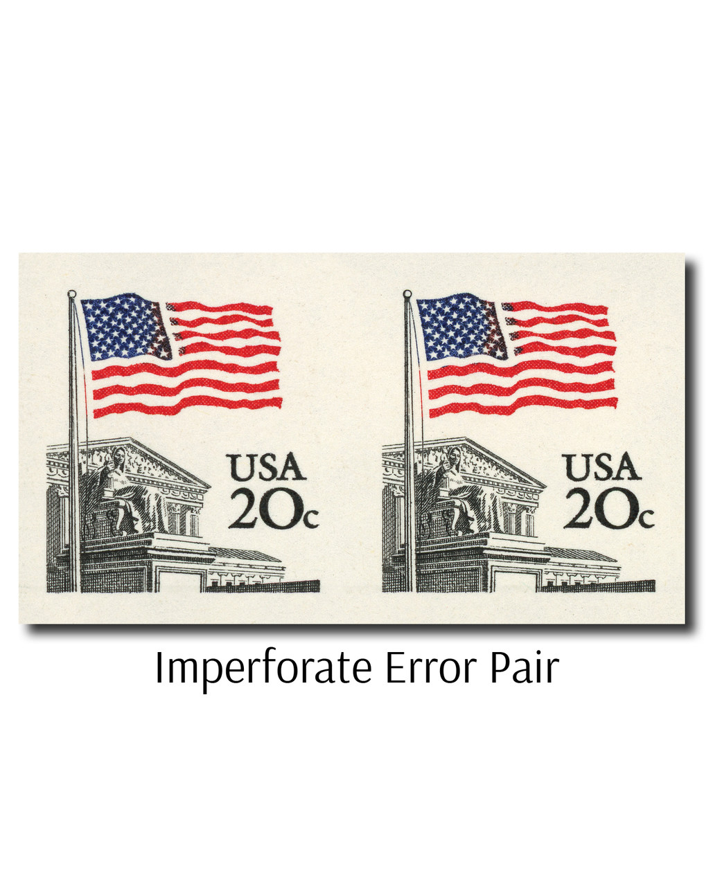 1895d - 1981 20c Flag over Supreme Court, Imperf. Error - Mystic