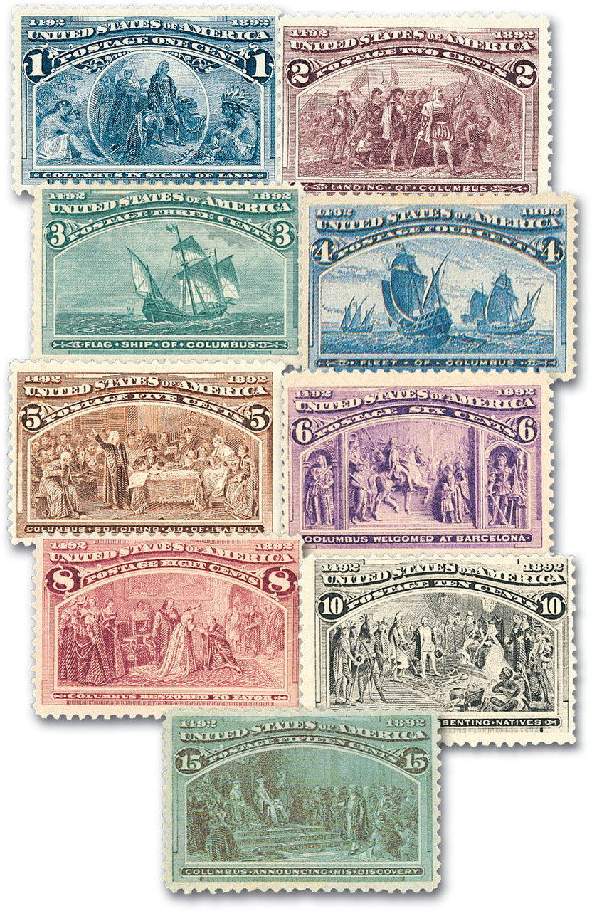 230-38 - 1893 Columbian Exposition, Set of 9 Stamps - Mystic Stamp