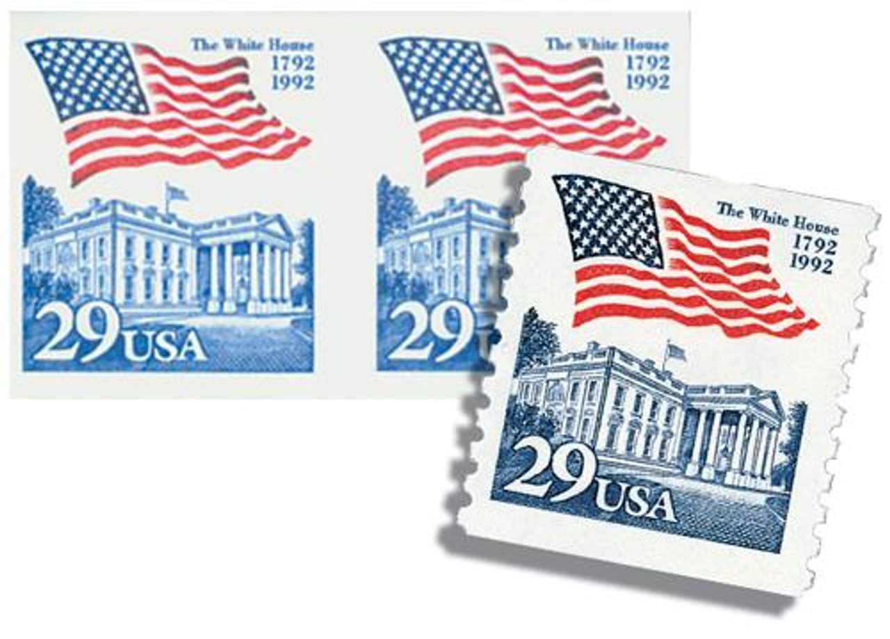 2609//09a - 1992 29c Flag over White House, imperf pair with