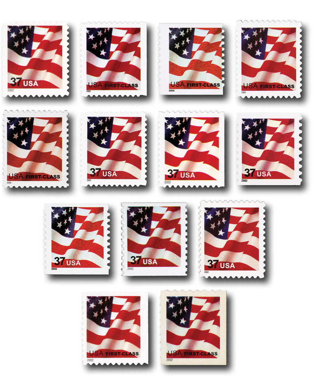 3620//36 - 2002 37c US Flags, Set of 13 Stamps - Mystic Stamp Company
