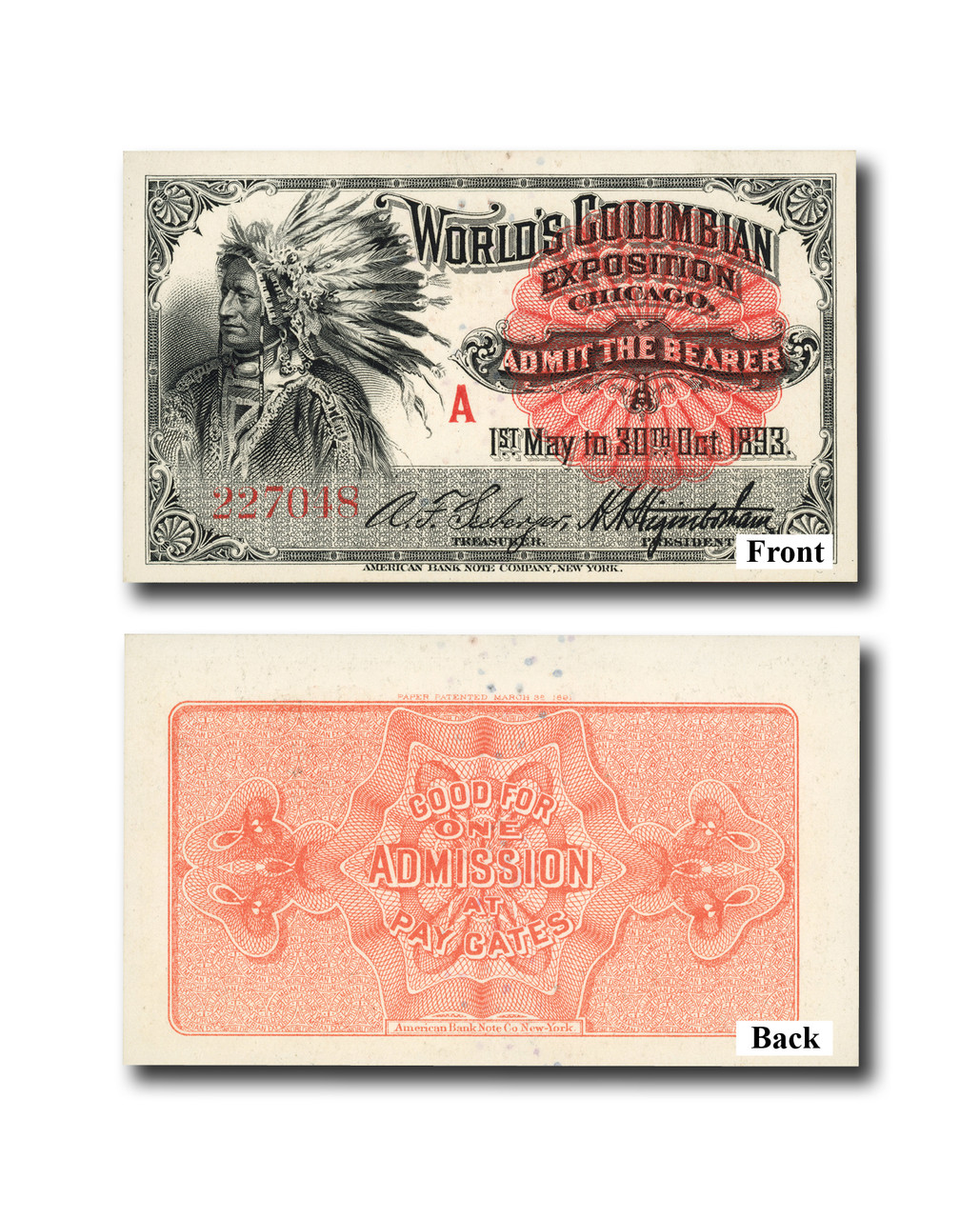 MA2015 - 1893 World's Fair Columbian Exposition Ticket - Mystic