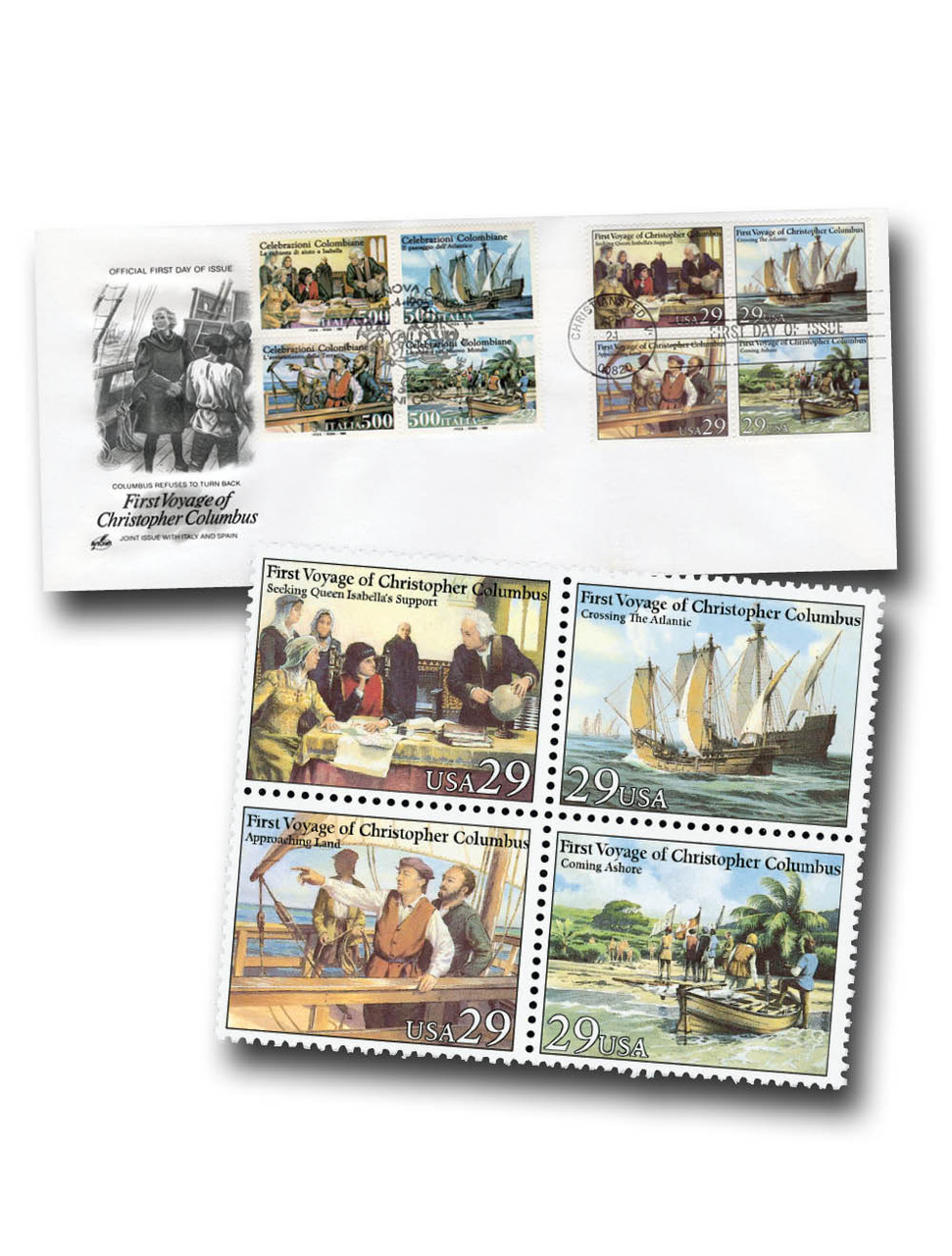 【C92】ハピサム ILLISIONSTA!!! MXM012 - 1992 US-Italy Joint Issue Cover with #2620-23 Mint Stamps