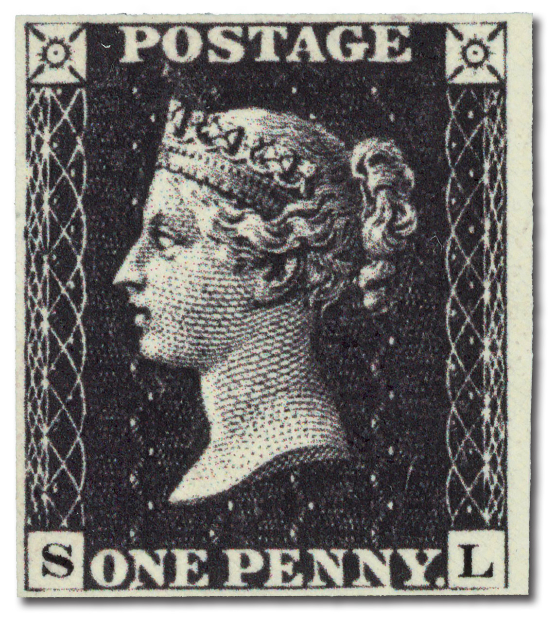 ペニーブラック　1840年 BLA1 - 1840 Penny Black Reproduction - Mystic Stamp Company