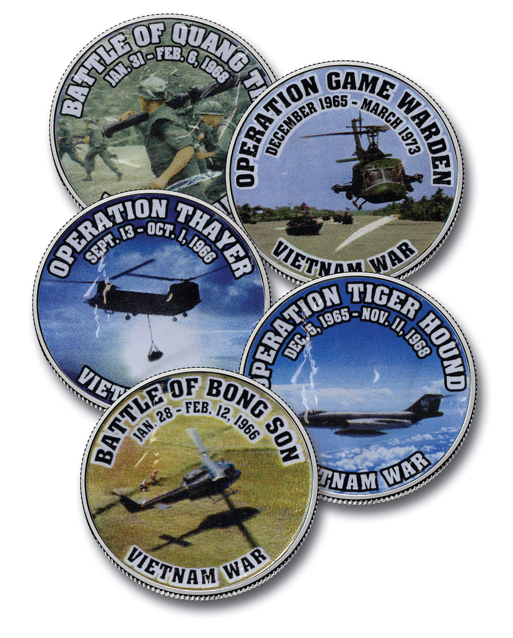 MCN169 - Vietnam War Color Enhanced Coins on US Half-Dollars