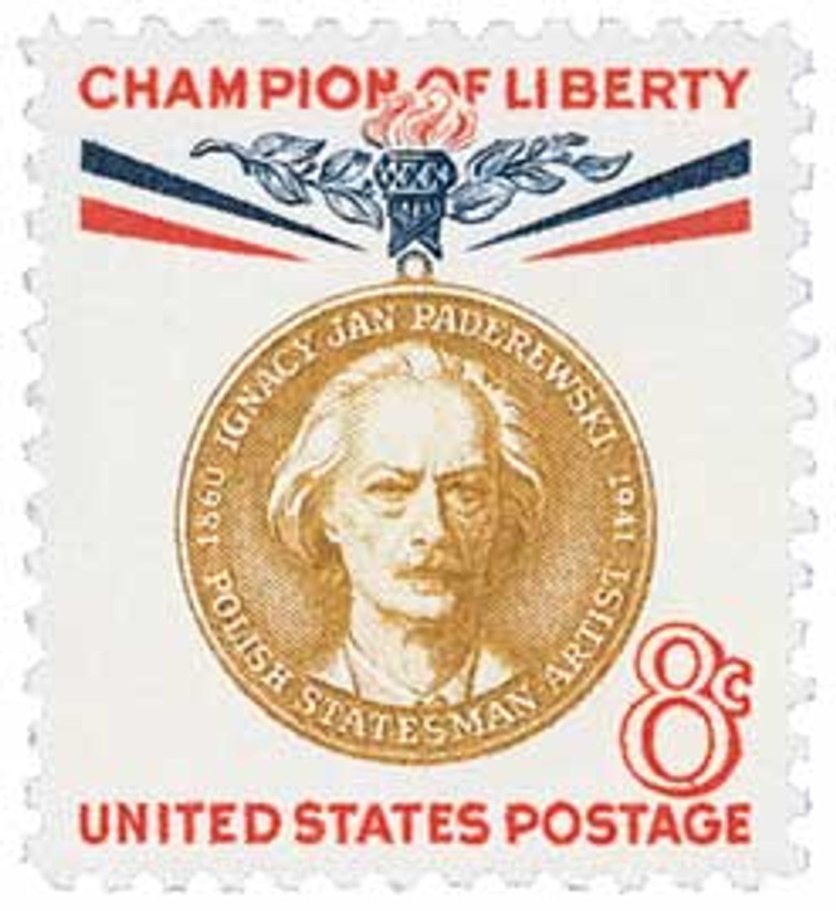 1160 - 1960 8c Champions of Liberty: Ignacy Paderewski