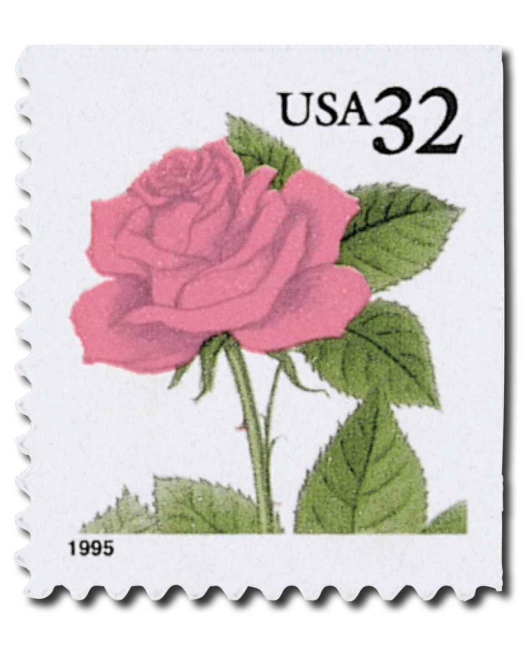2492 - 1995 32c Flora & Fauna Series: Pink Rose - Mystic Stamp Company