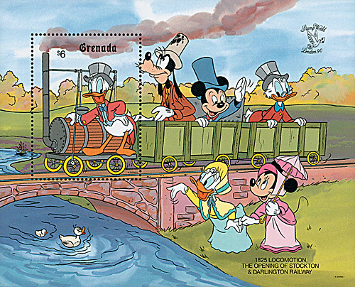 MDS316B - 1990 Disney and Friends Celebrate World Stamp London, Mint  Souvenir Sheet, Grenada, image size:1280x1034