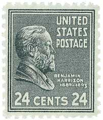 828 - 1938 24c Benjamin Harrison, Gray Black - Mystic Stamp Company