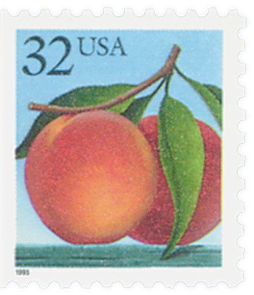 2487 - 1995 32c Flora & Fauna Series: Peaches, Small 1995 - Mystic