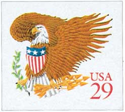 USA Briefmarken 1992 – Adler & Schild, Grüne Tinte 'USA 29', Scott 2596a, 17 Stück Im Heftchen