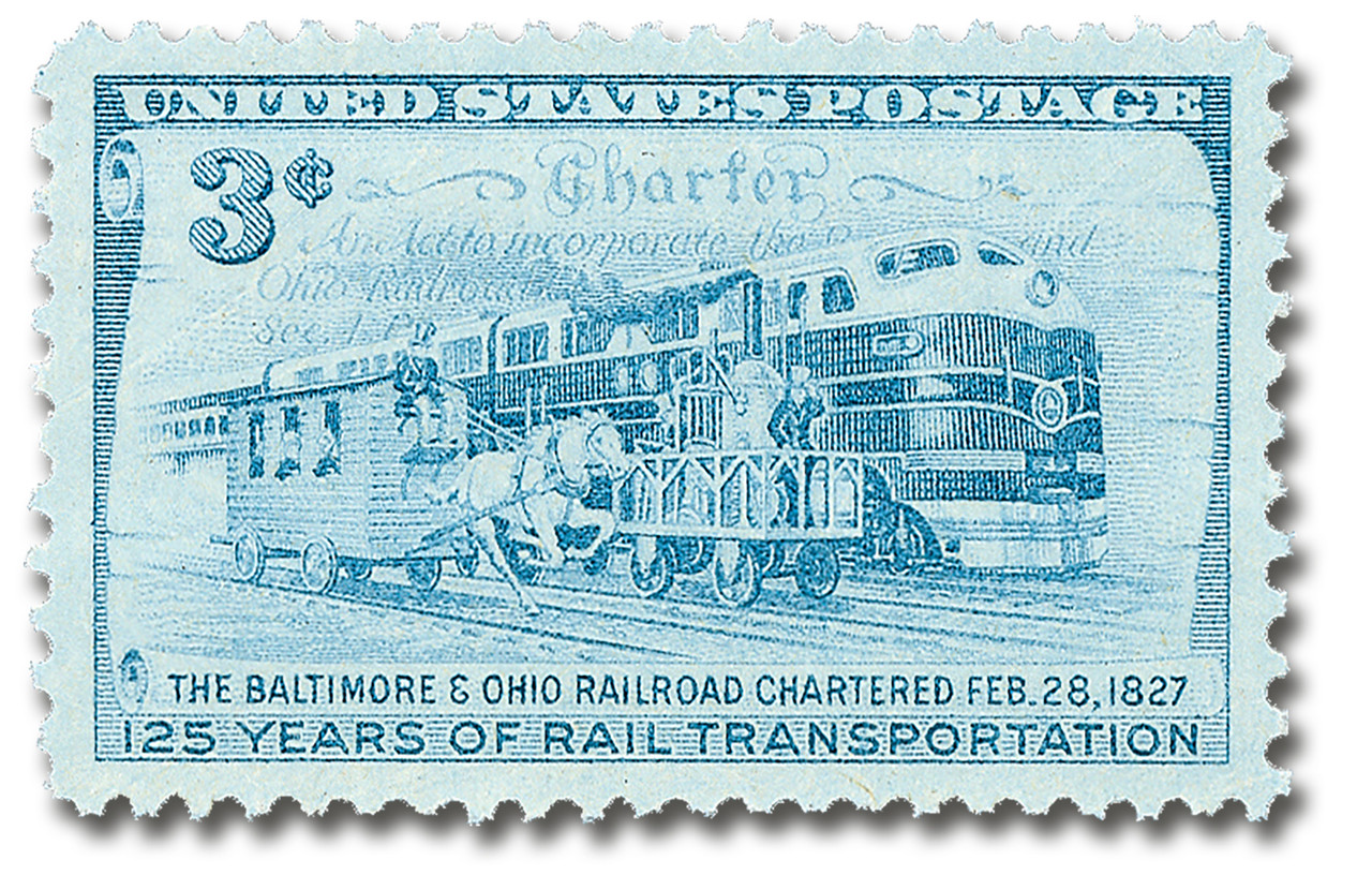 切手111006 1006 - 1952 3c B. & O. Railroad - Mystic Stamp Company