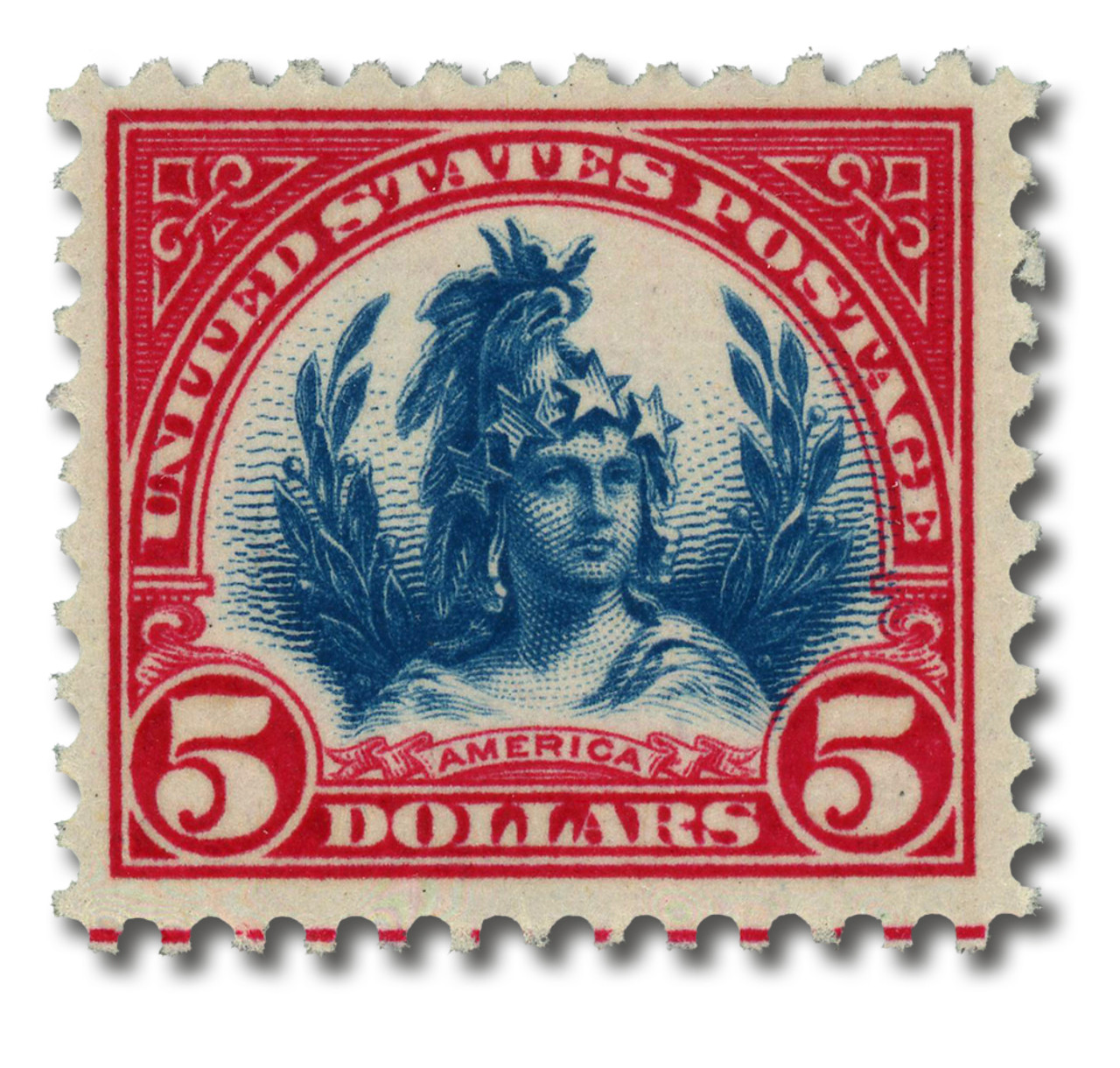 573 - 1923 $5 Head of Freedom Statue, Capital Dome, Carmine