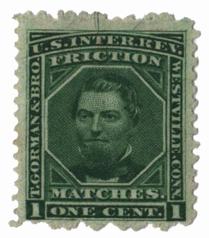 RO98a - 1862-71 1c T. Gorman & Bro. Friction Matches, Green, Old