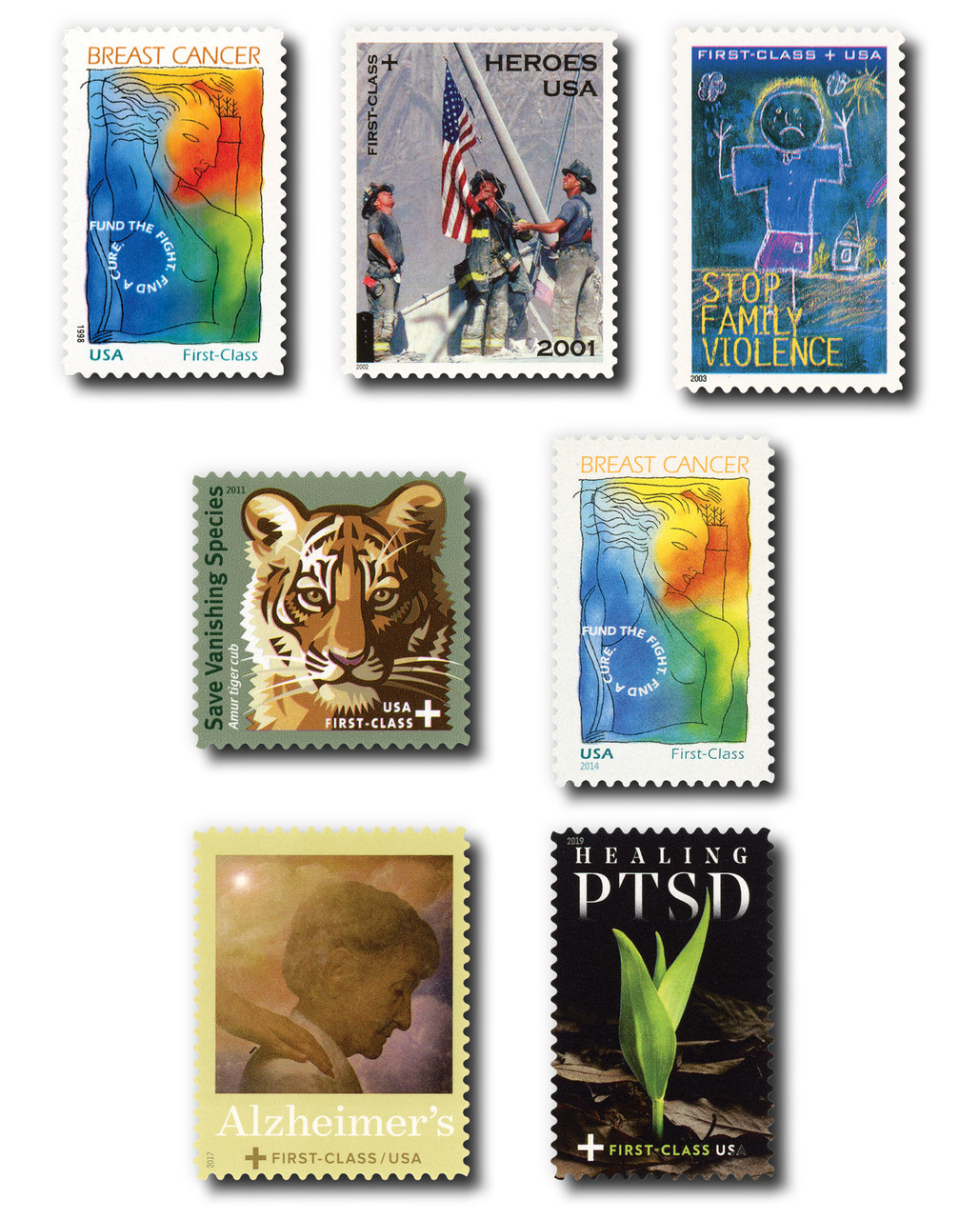 B1-7 - 1998-2019 U.S. Semipostals, Complete Set of 7 Stamps