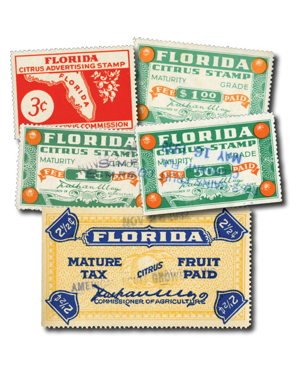 florida cigarette tax stamp TA380a - 1953, 20 Revenue Revenues - Cigarettes
