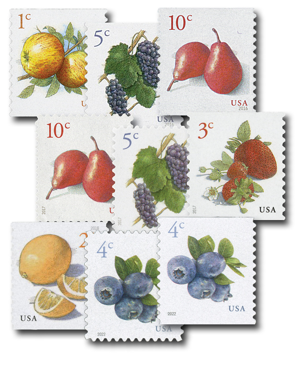 FRUITS　1998 5037/5653 - 2016-22 Fruit, 9 Stamps - Mystic Stamp Company