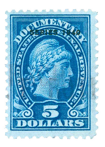R280 - 1940 $5 US Internal Revenue Stamp - engraved, perf 11