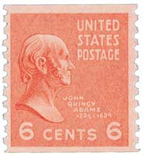846 - 1939 6c John Quincy Adams, Red Orange, Perf. 10 Vertically