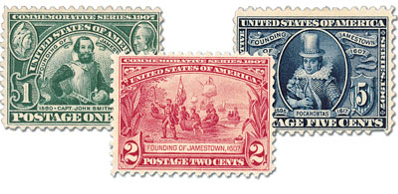 328-30 - 1907 Jamestown Exposition, Complete Set of 3 Stamps