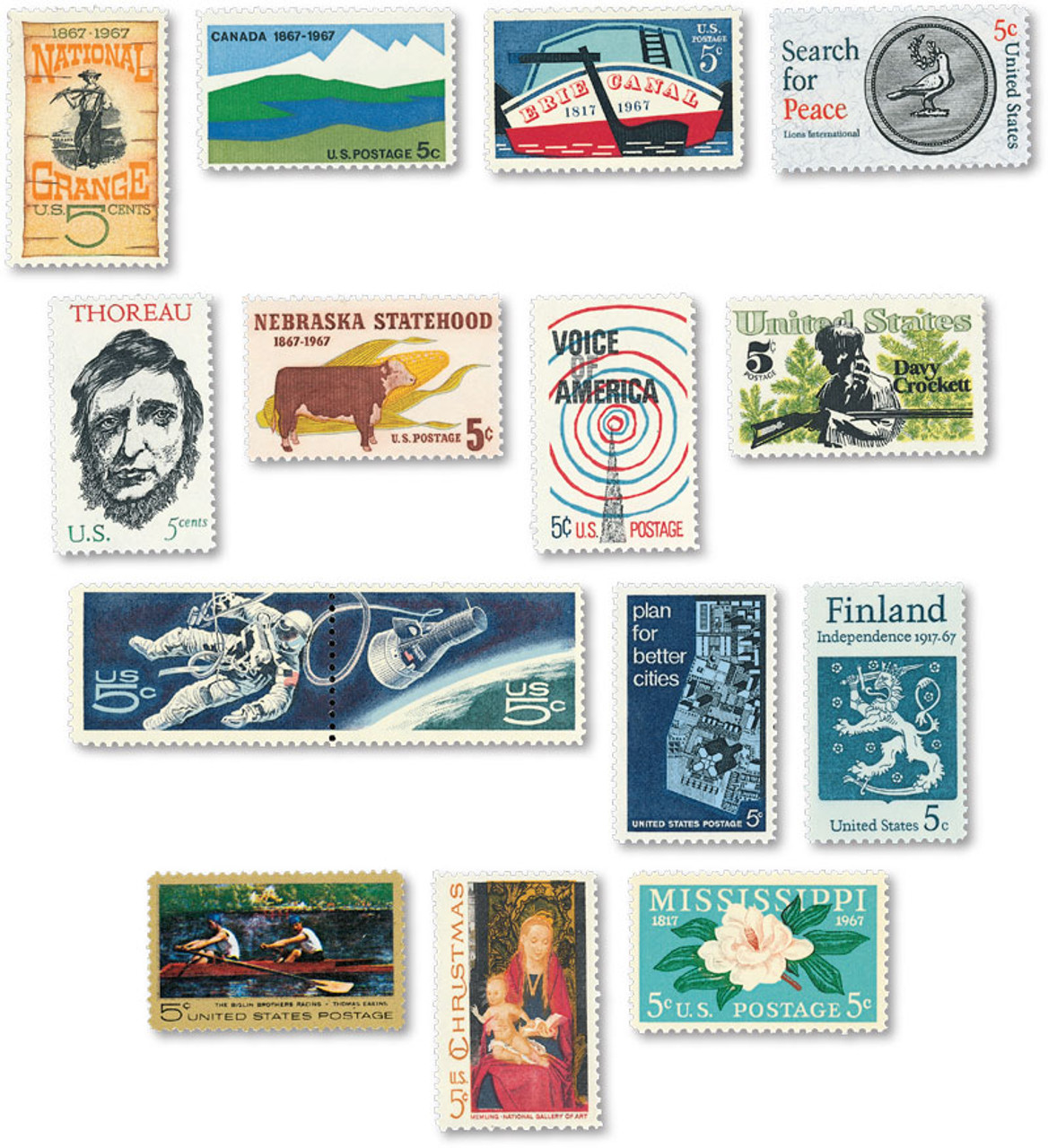 YS1967 - 1967 Commemorative Stamp Year Set - Mystic Stamp