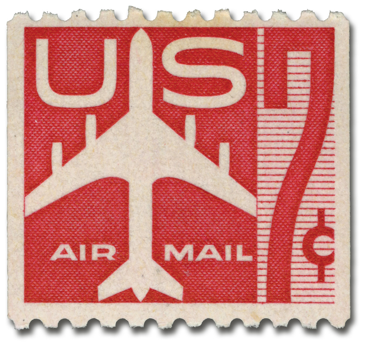 C61 - 1960 7c Jet Airliner, Carmine, Perf. 10 Horizontally