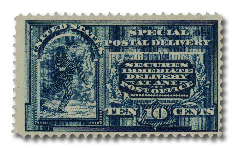 E5 - 1895 10c Special Delivery, Messenger Running, Blue, Per. 12