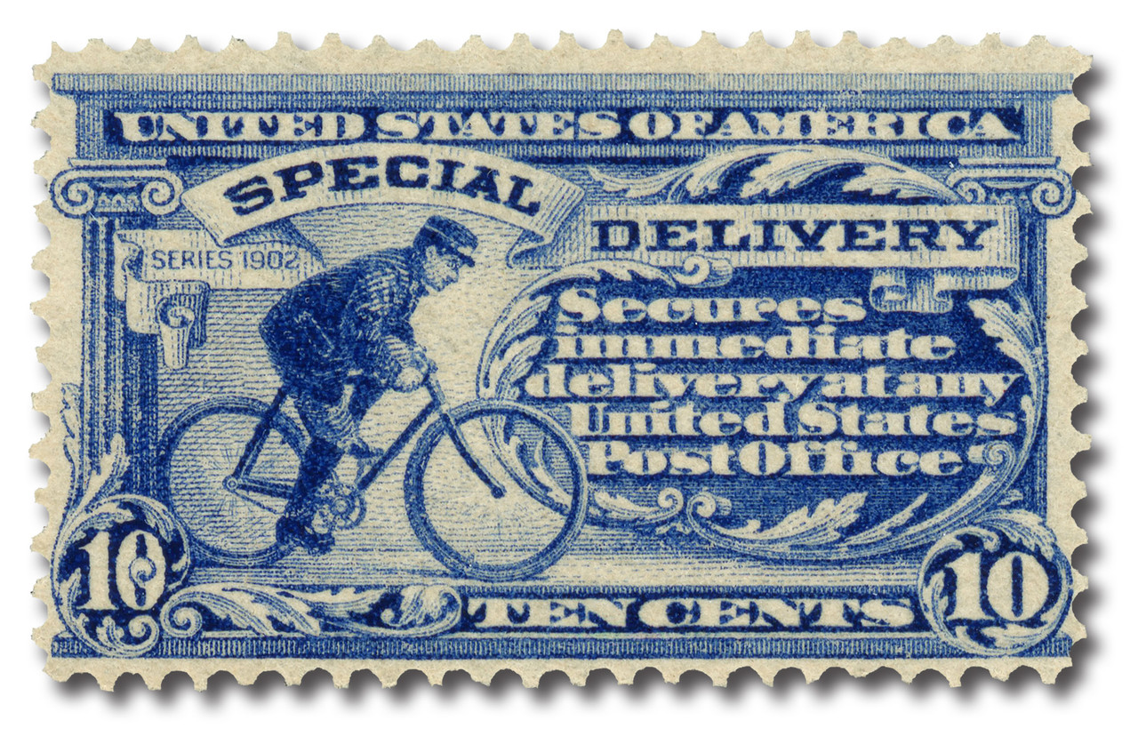 E6 - 1902 10c Special Delivery, Messenger on Bicycle, Ultramarine