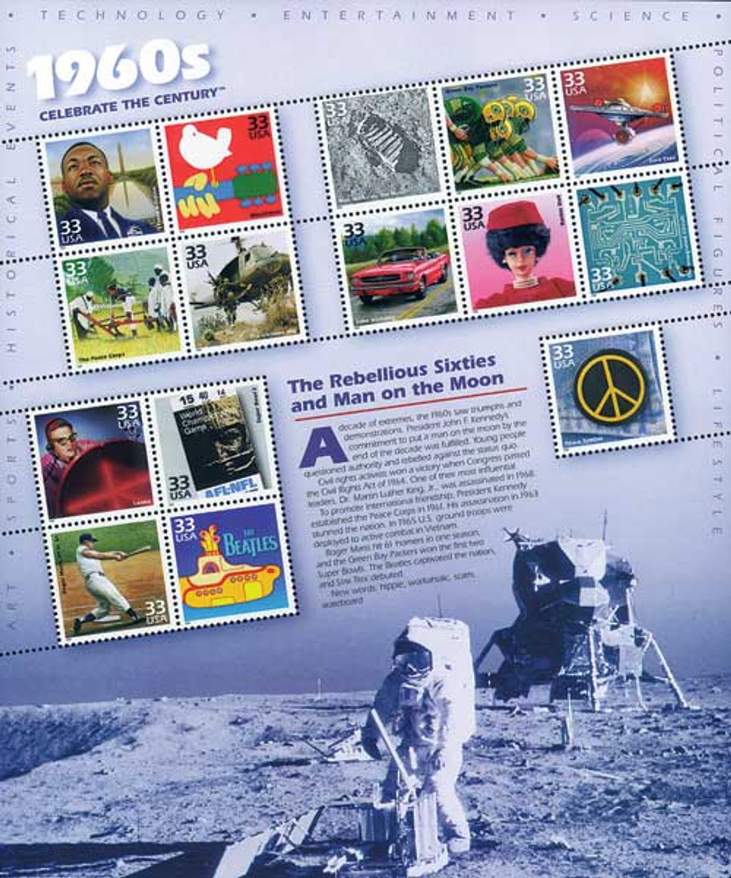 3188 - 1999 33c Celebrate the Century: 1960s - Mystic Stamp